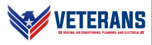 Veterans Heating, Air Conditioning, Plumbing, and Electrical logo, featuring a patriotic eagle graphic with a star and red and blue stripes